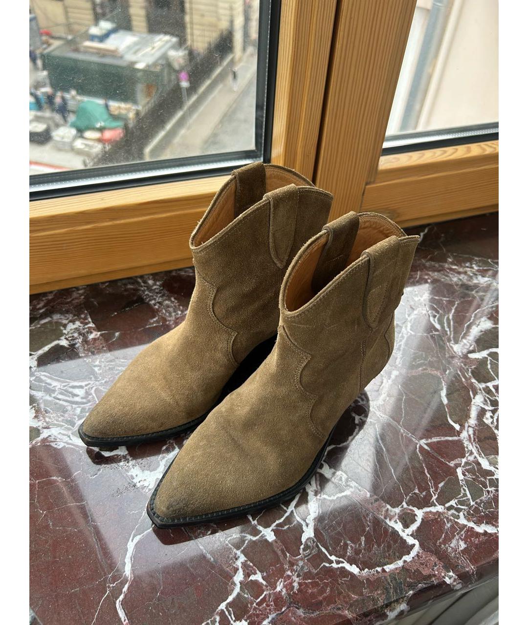 ISABEL MARANT Бежевые замшевые полусапоги, фото 4