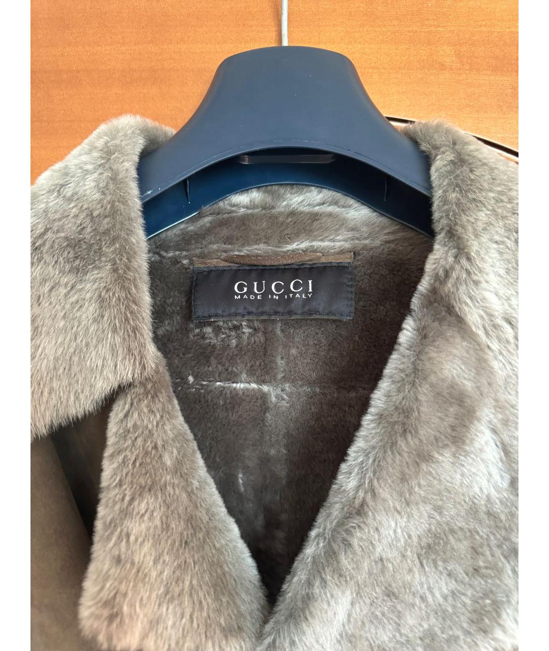 GUCCI Бежевая кожаная дубленка/шуба, фото 3
