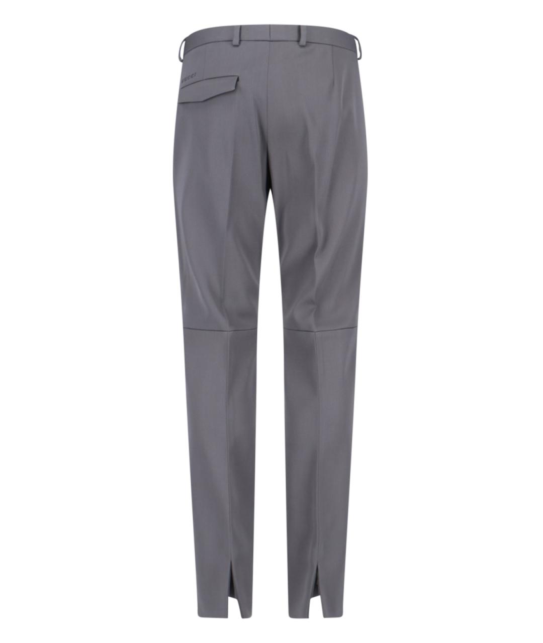 GUCCI Серые шерстяные повседневные брюки, фото 2