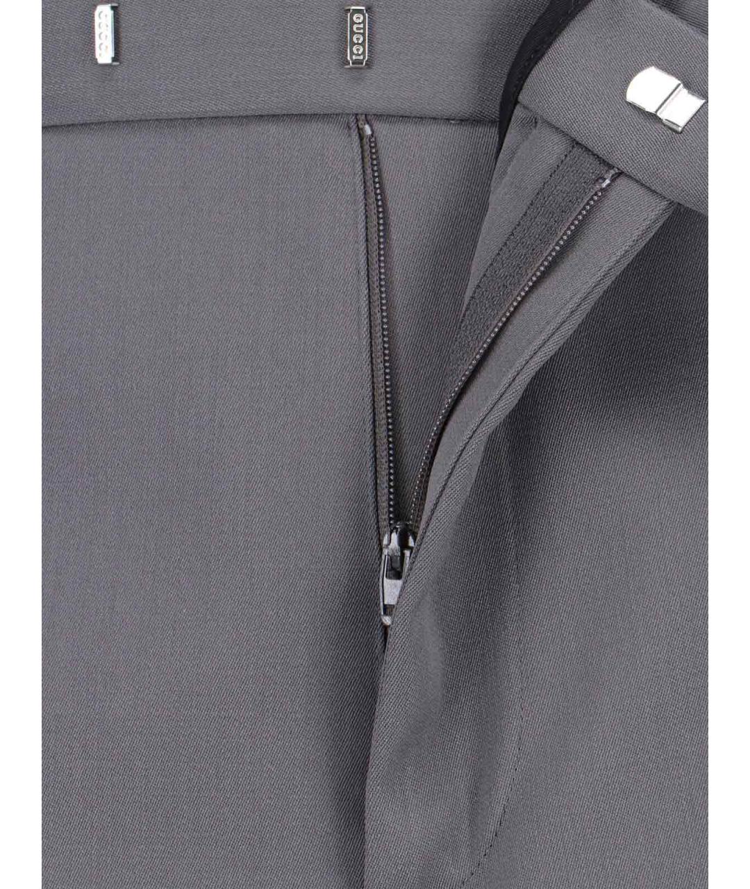 GUCCI Серые шерстяные повседневные брюки, фото 4