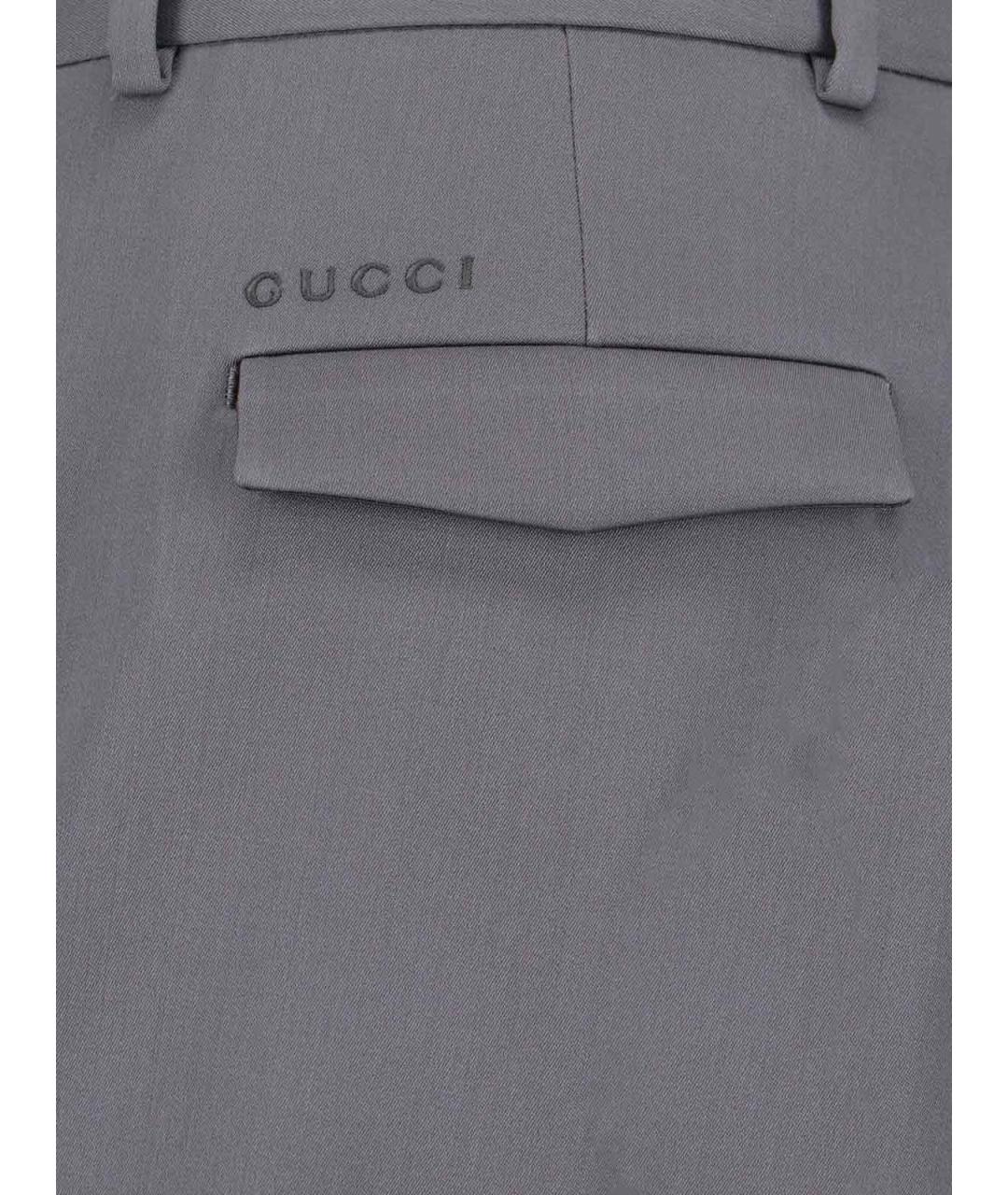 GUCCI Серые шерстяные повседневные брюки, фото 5