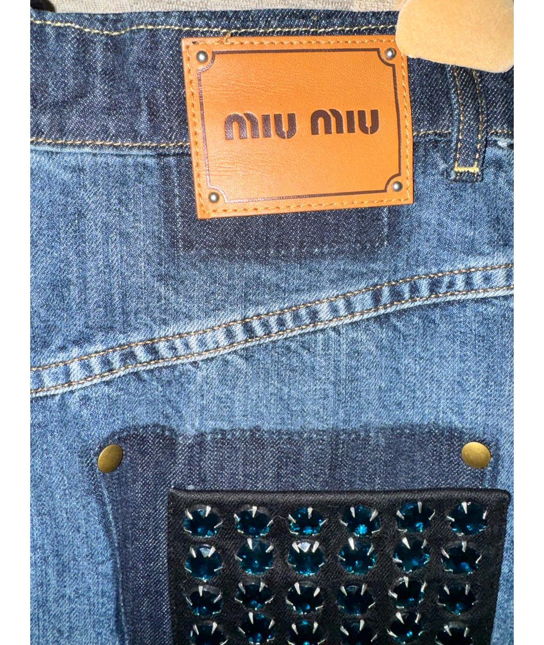 MIU MIU Темно-синяя деним юбка мини, фото 6