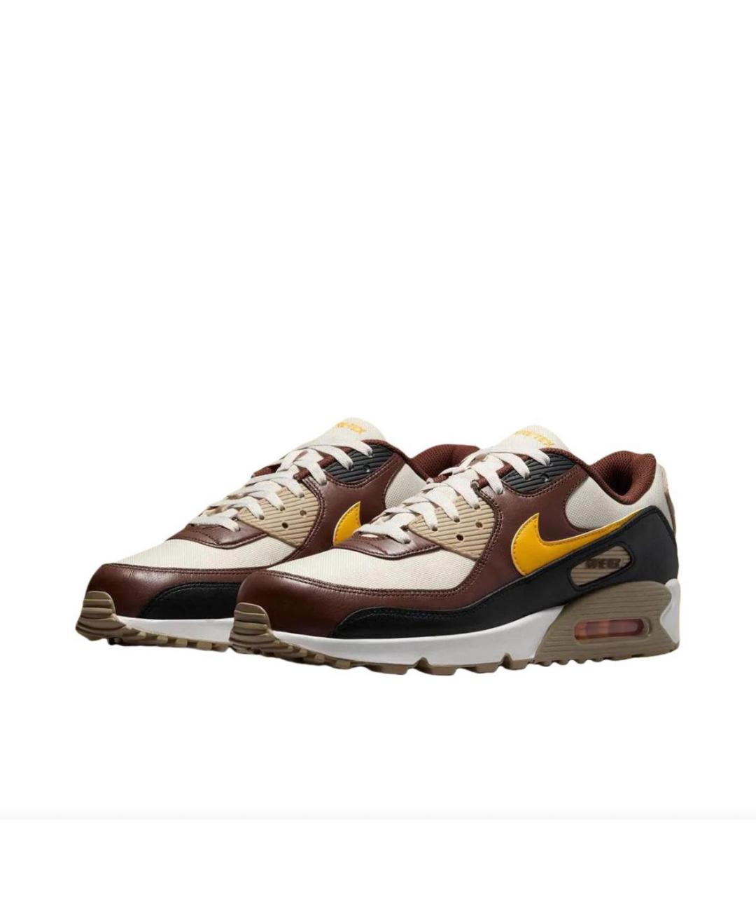 NIKE Коричневые кожаные низкие кроссовки / кеды, фото 2