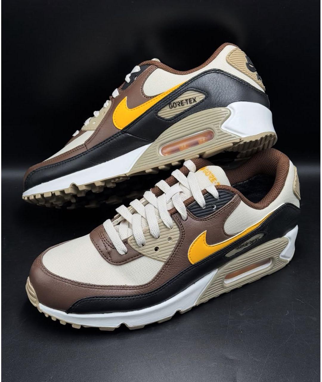 NIKE Коричневые кожаные низкие кроссовки / кеды, фото 5
