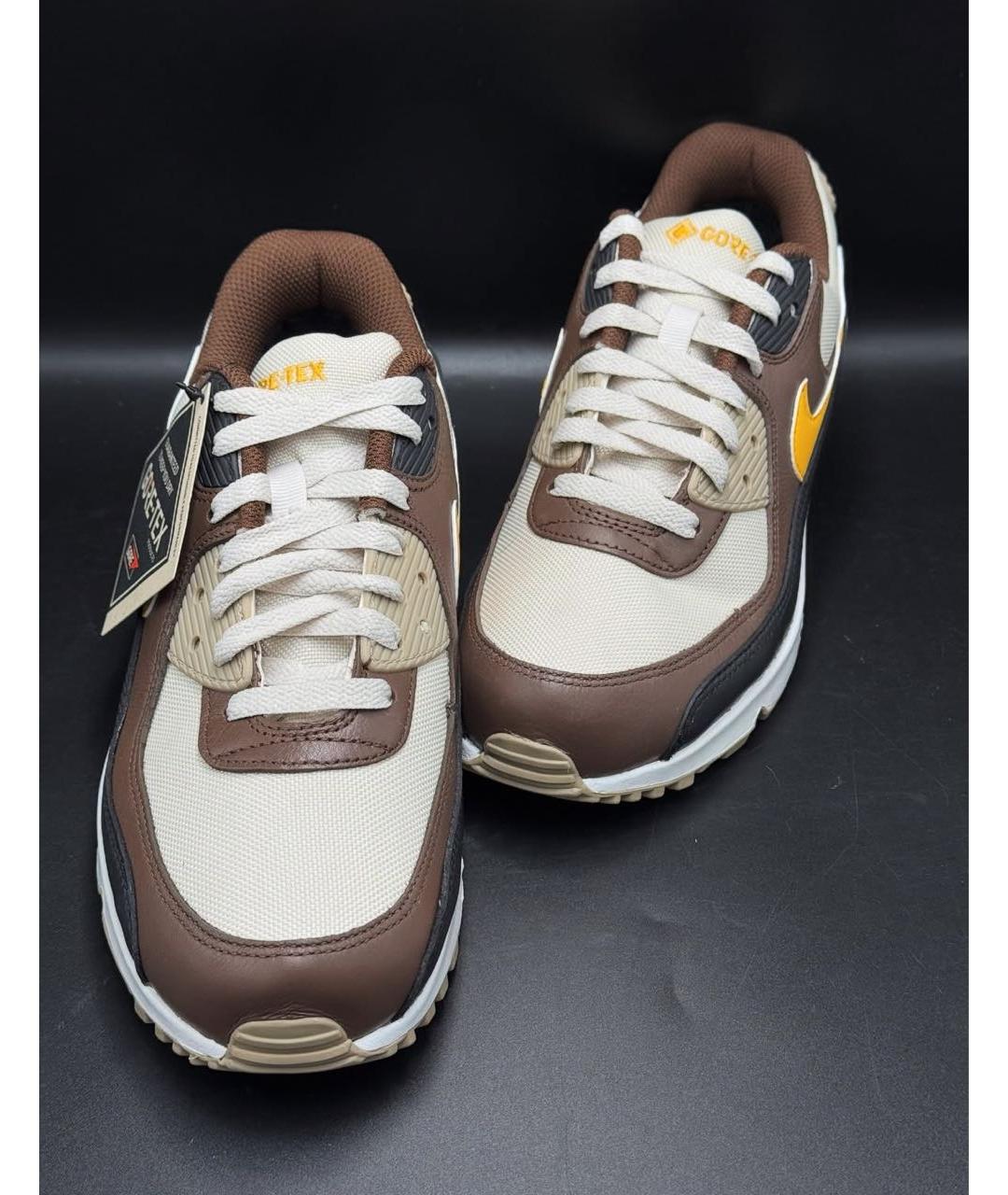 NIKE Коричневые кожаные низкие кроссовки / кеды, фото 8