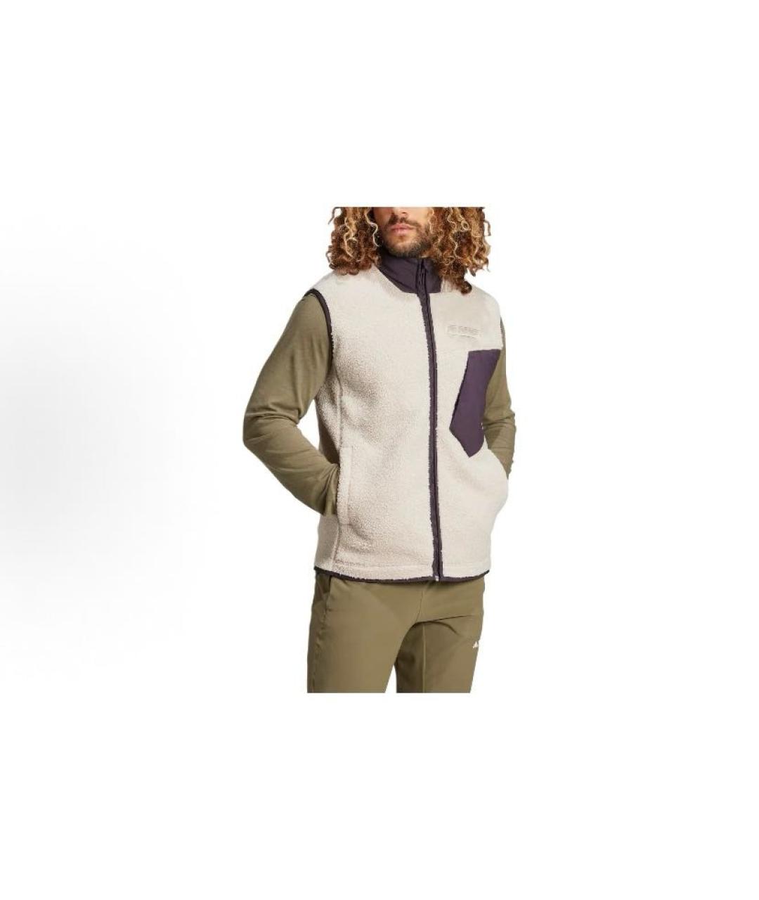 ADIDAS Бежевый полиэстеровый жилет, фото 4