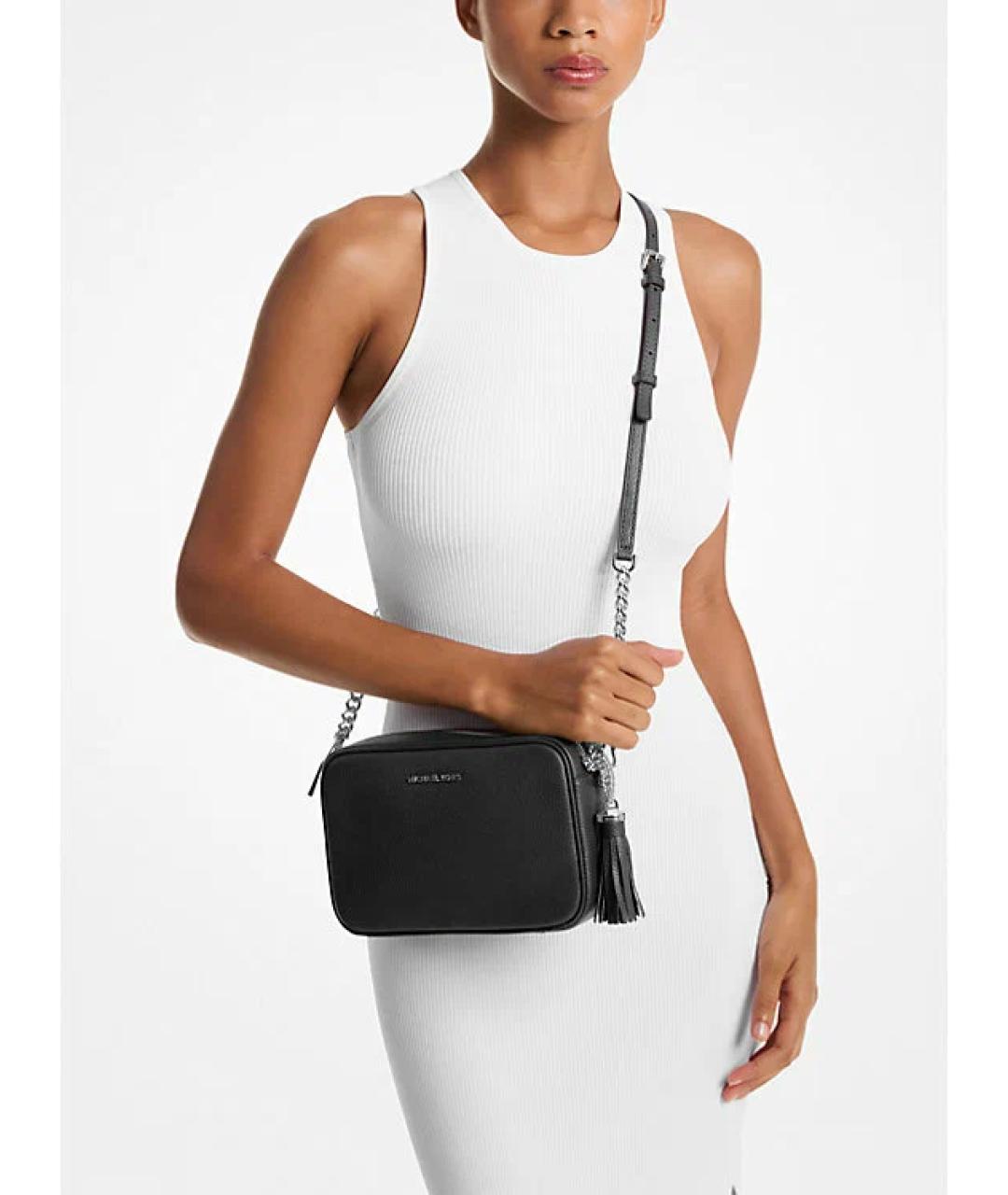 MICHAEL KORS Черная кожаная сумка через плечо, фото 4