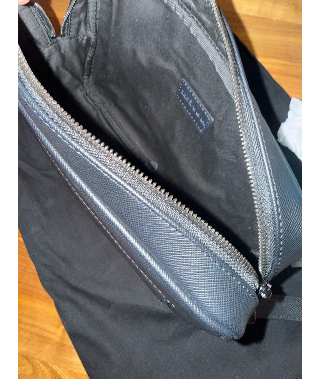 KITON Черная кожаная барсетка, фото 4