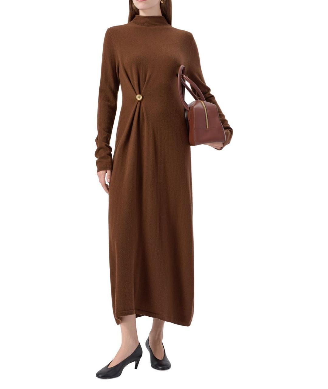 LOULOU DE SAISON Коричневое шерстяное повседневное платье, фото 2