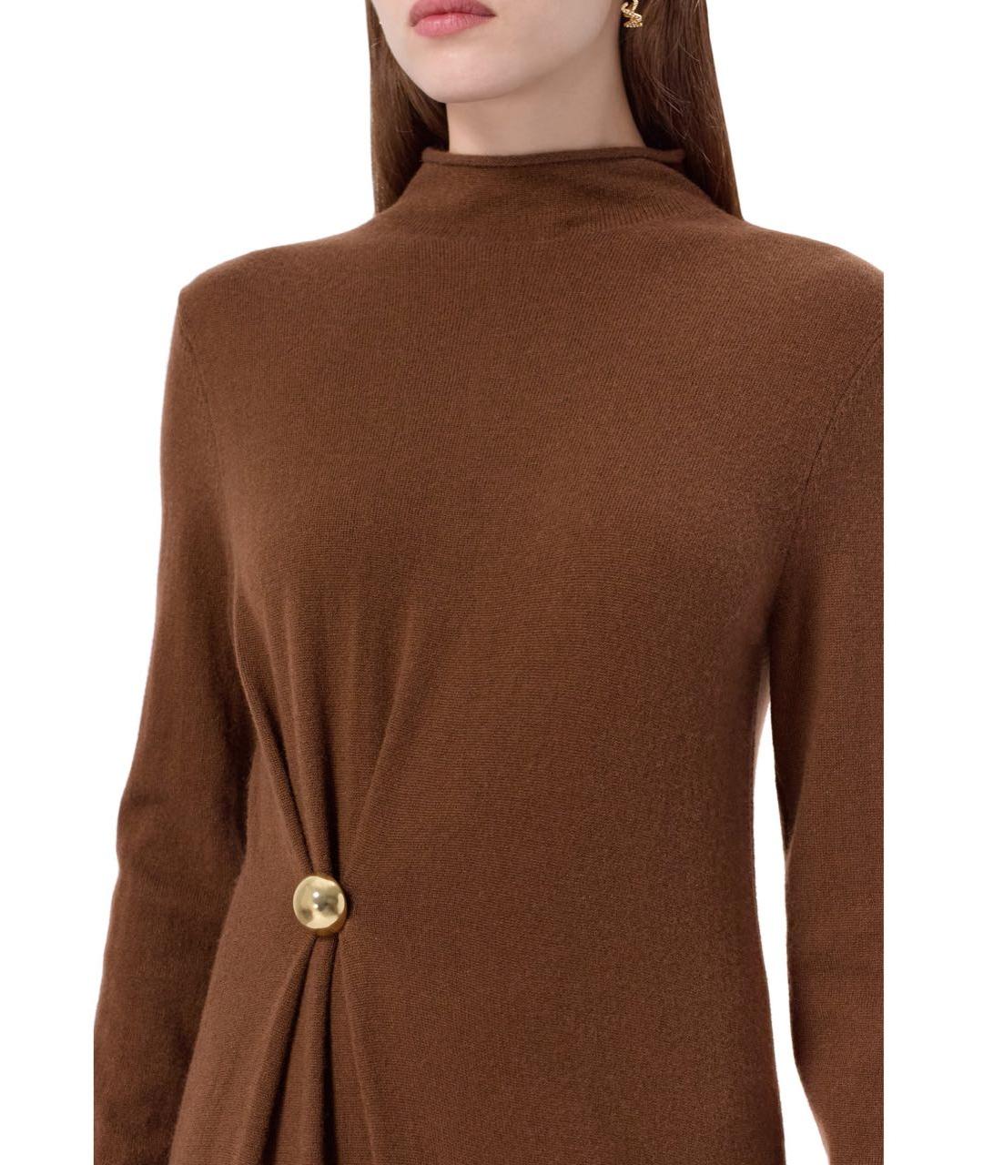 LOULOU DE SAISON Коричневое шерстяное повседневное платье, фото 4