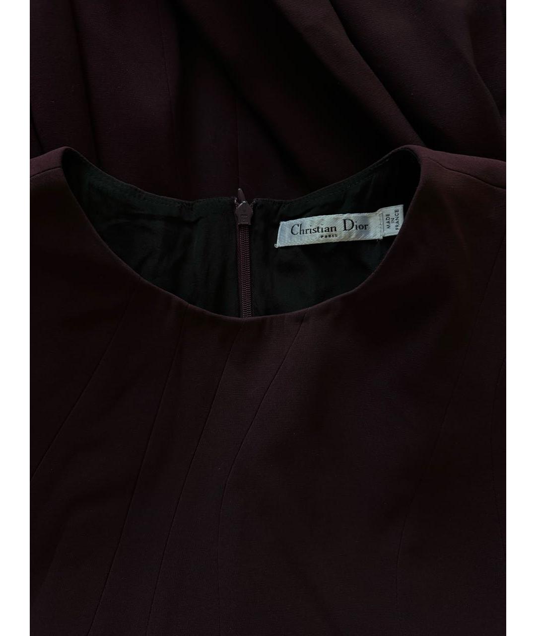 CHRISTIAN DIOR Бордовое шелковое коктейльное платье, фото 3