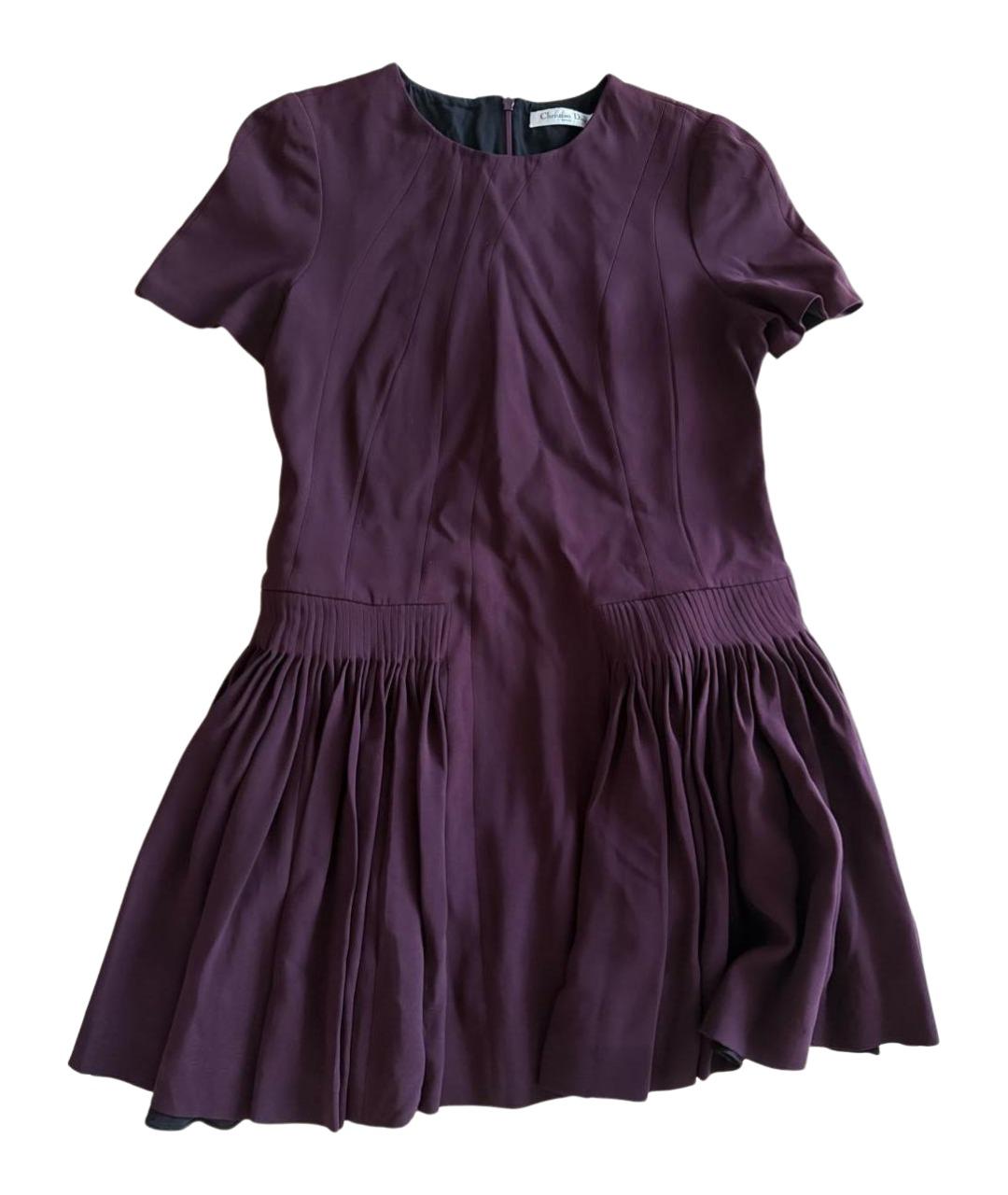 CHRISTIAN DIOR Бордовое шелковое коктейльное платье, фото 1