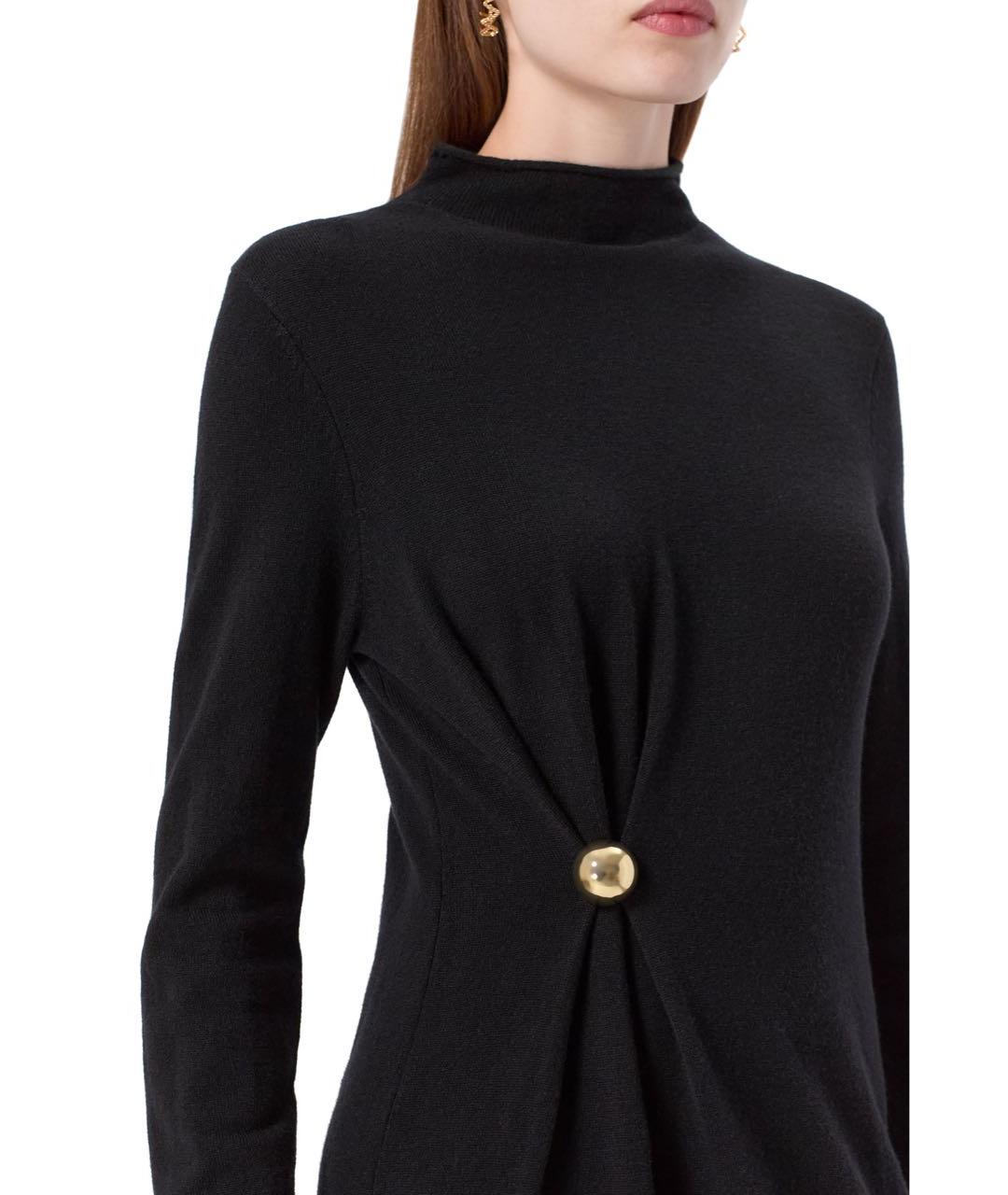 LOULOU DE SAISON Черное шерстяное повседневное платье, фото 4