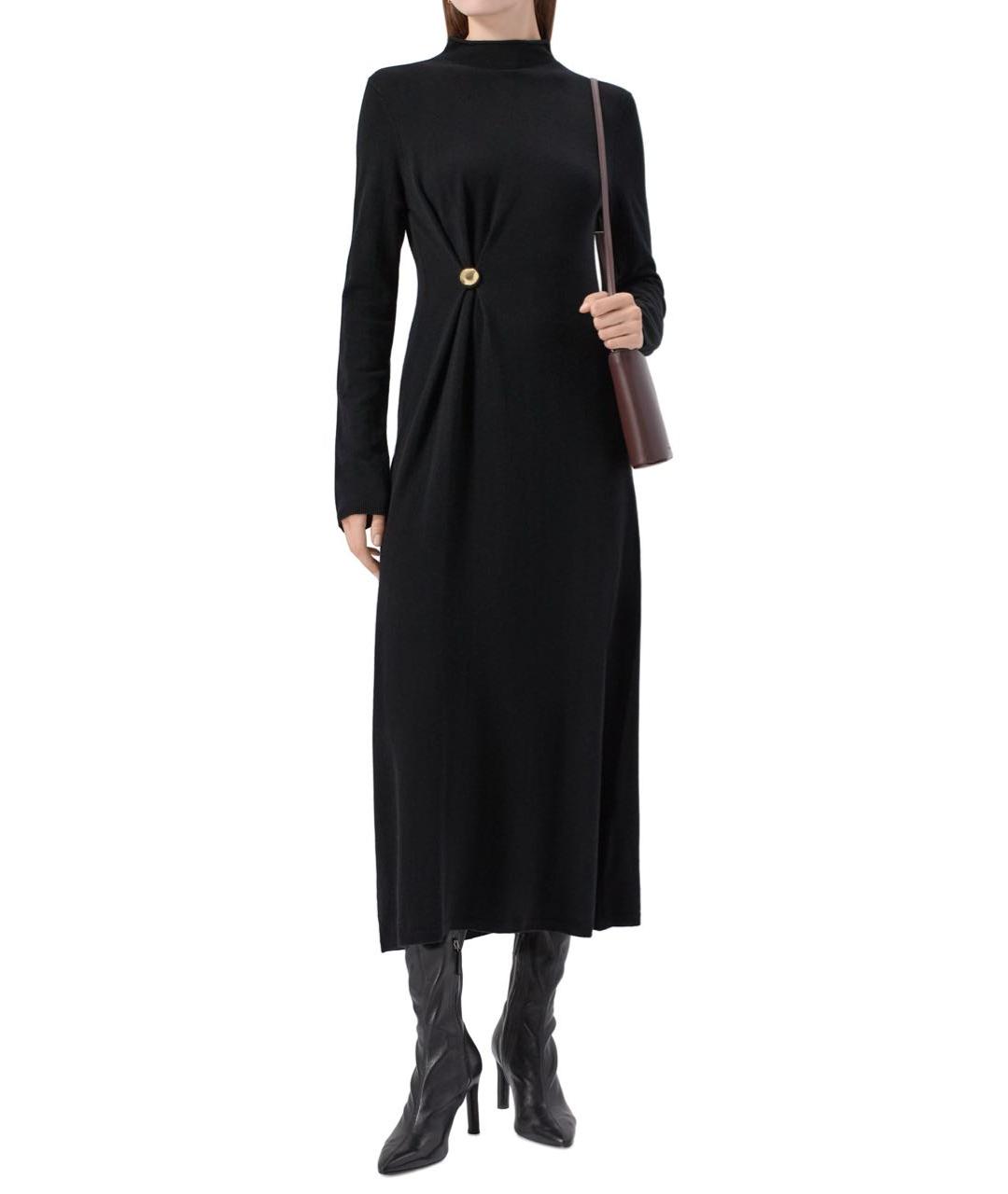 LOULOU DE SAISON Черное шерстяное повседневное платье, фото 2