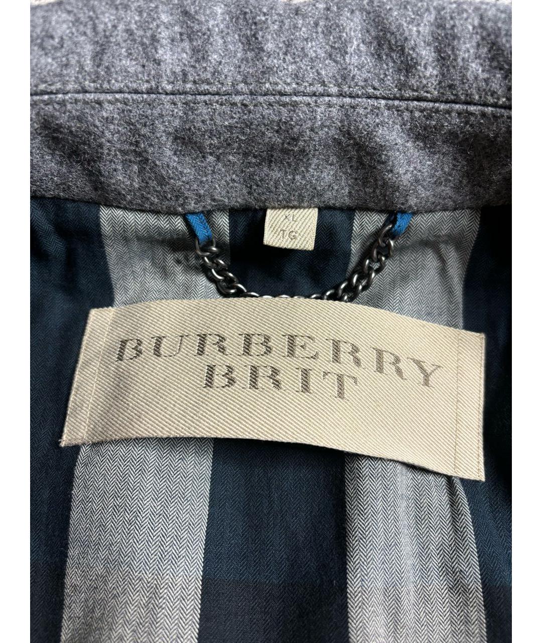 BURBERRY Серое шерстяное пальто, фото 2