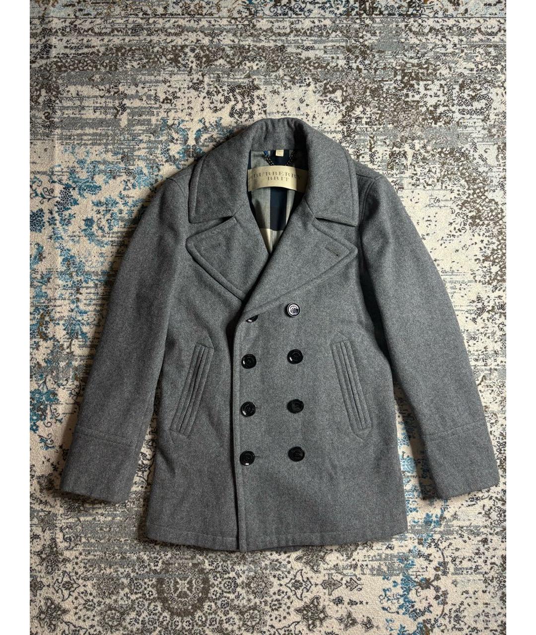BURBERRY Серое шерстяное пальто, фото 7