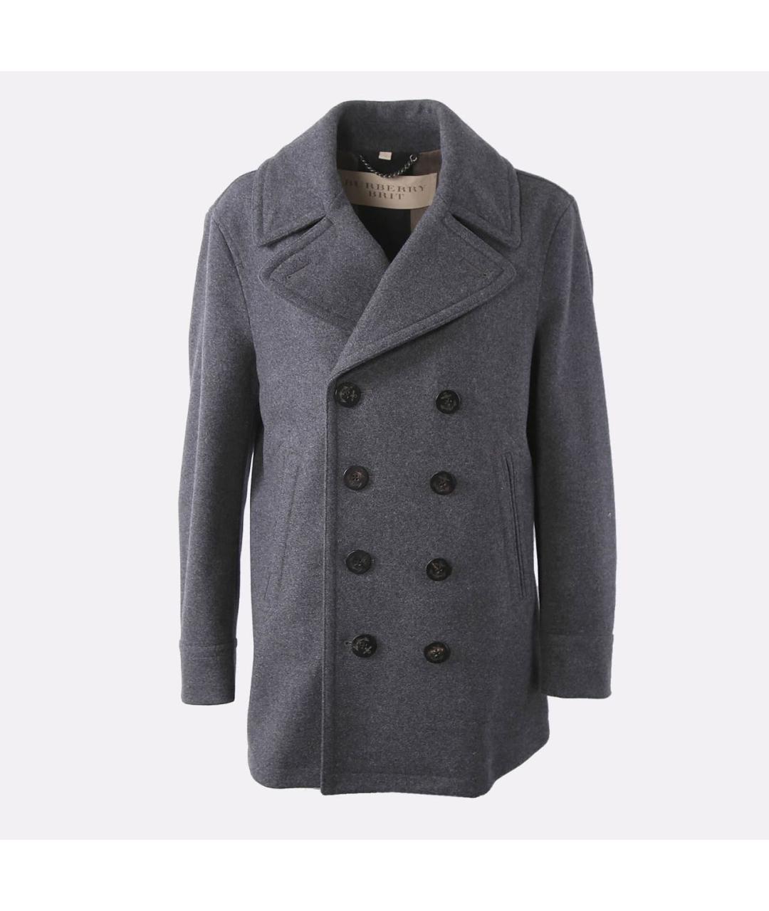 BURBERRY Серое шерстяное пальто, фото 8
