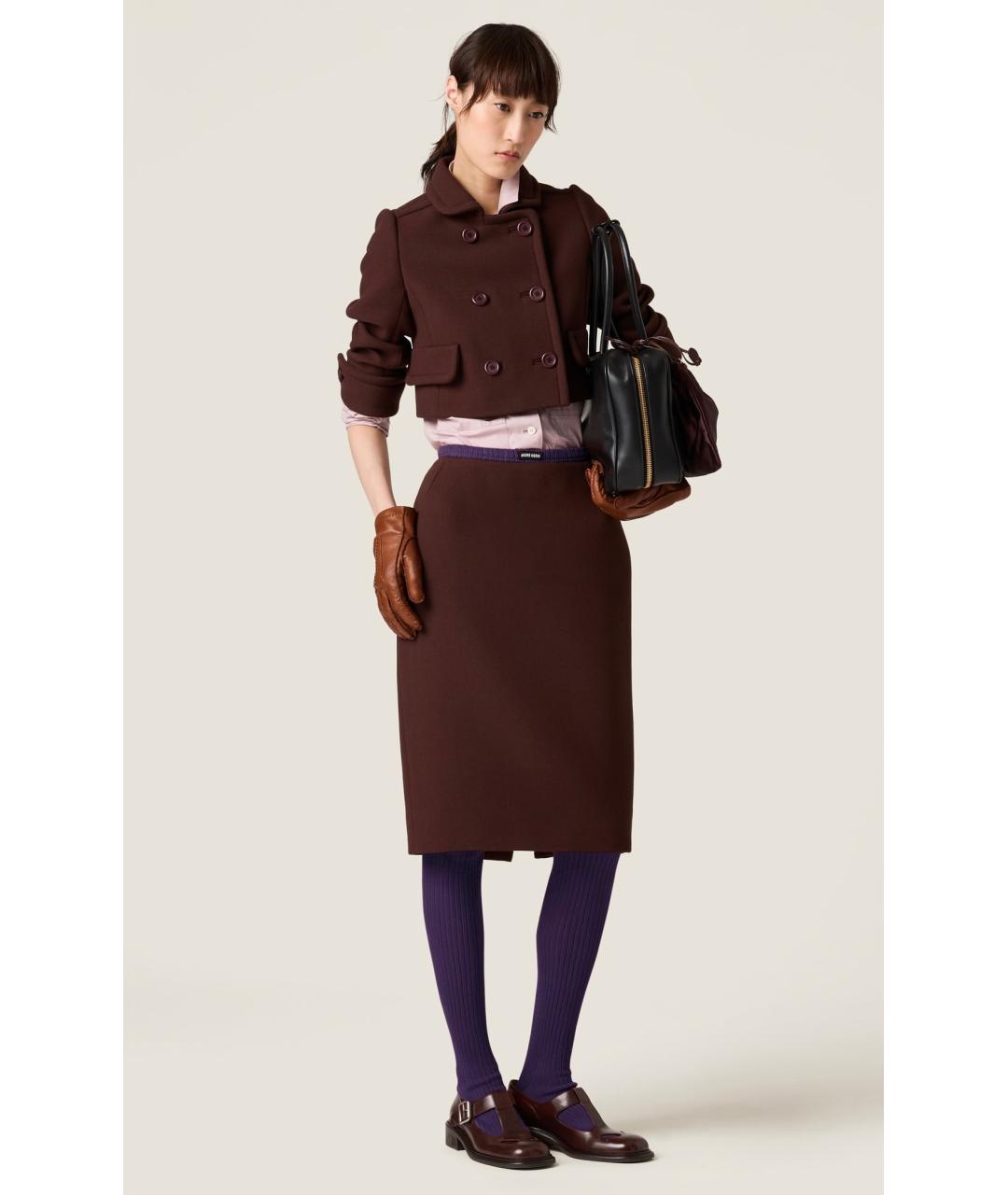 MIU MIU Коричневая юбка миди, фото 2