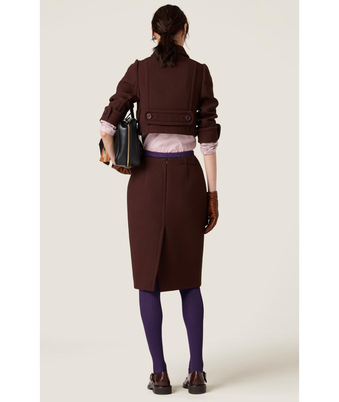 MIU MIU Коричневая юбка миди, фото 3