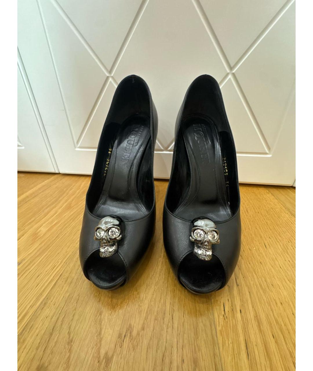 ALEXANDER MCQUEEN Черные кожаные туфли, фото 2