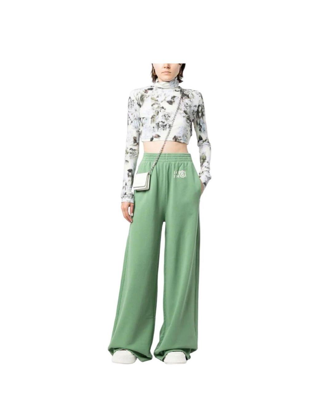 MM6 MAISON MARGIELA Зеленые хлопковые брюки широкие, фото 4