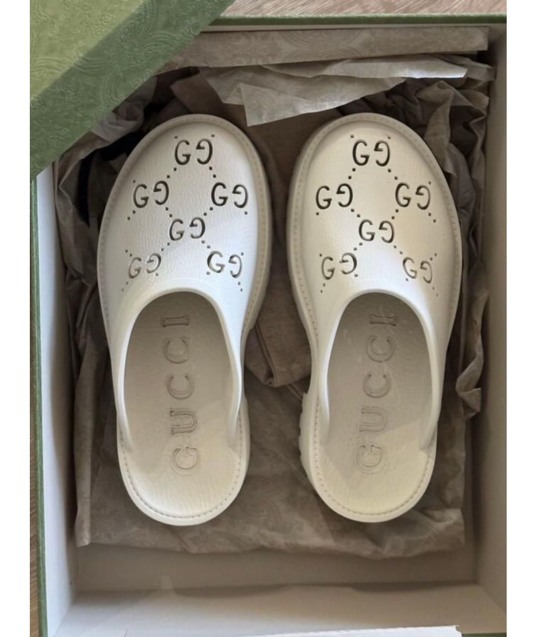 GUCCI Бежевые резиновые сабо, фото 2
