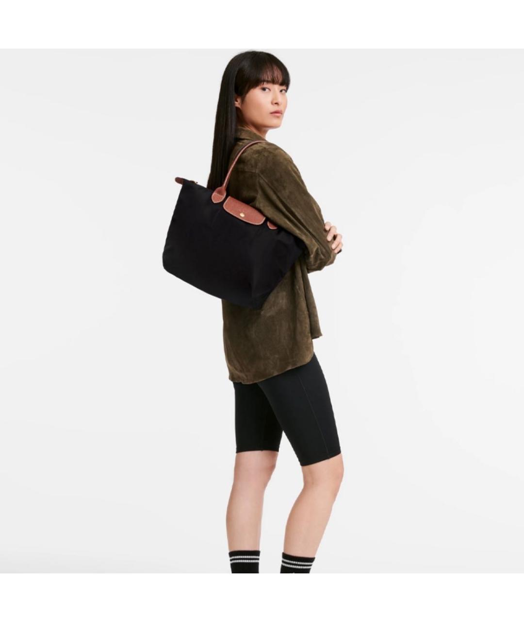 LONGCHAMP Черная тканевая сумка тоут, фото 2