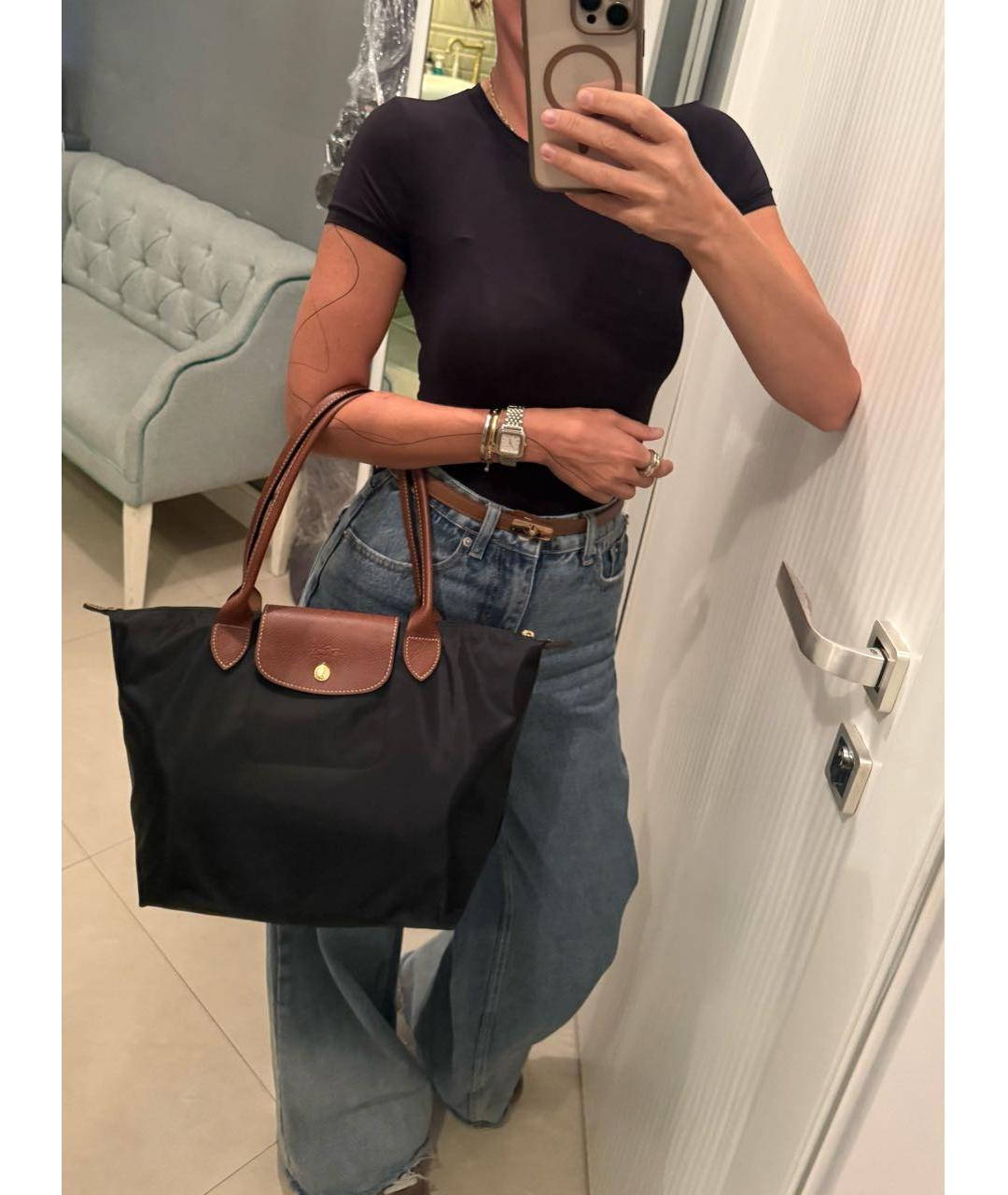 LONGCHAMP Черная тканевая сумка тоут, фото 3