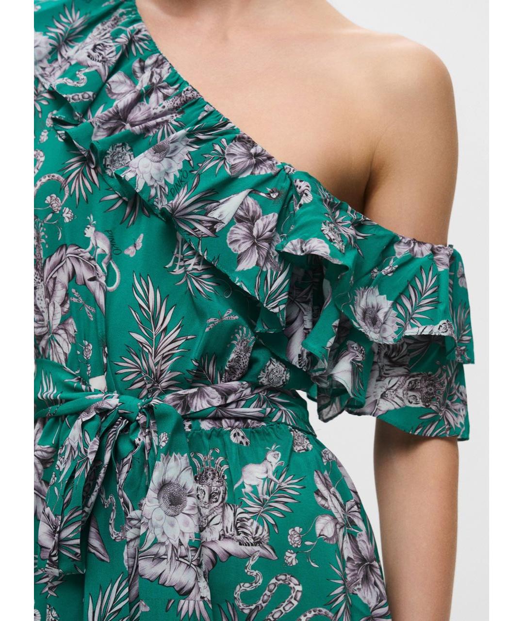 PINKO Зеленые вискозное коктейльное платье, фото 8