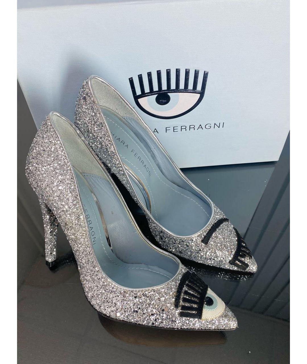 CHIARA FERRAGNI Серебряные кожаные туфли, фото 5