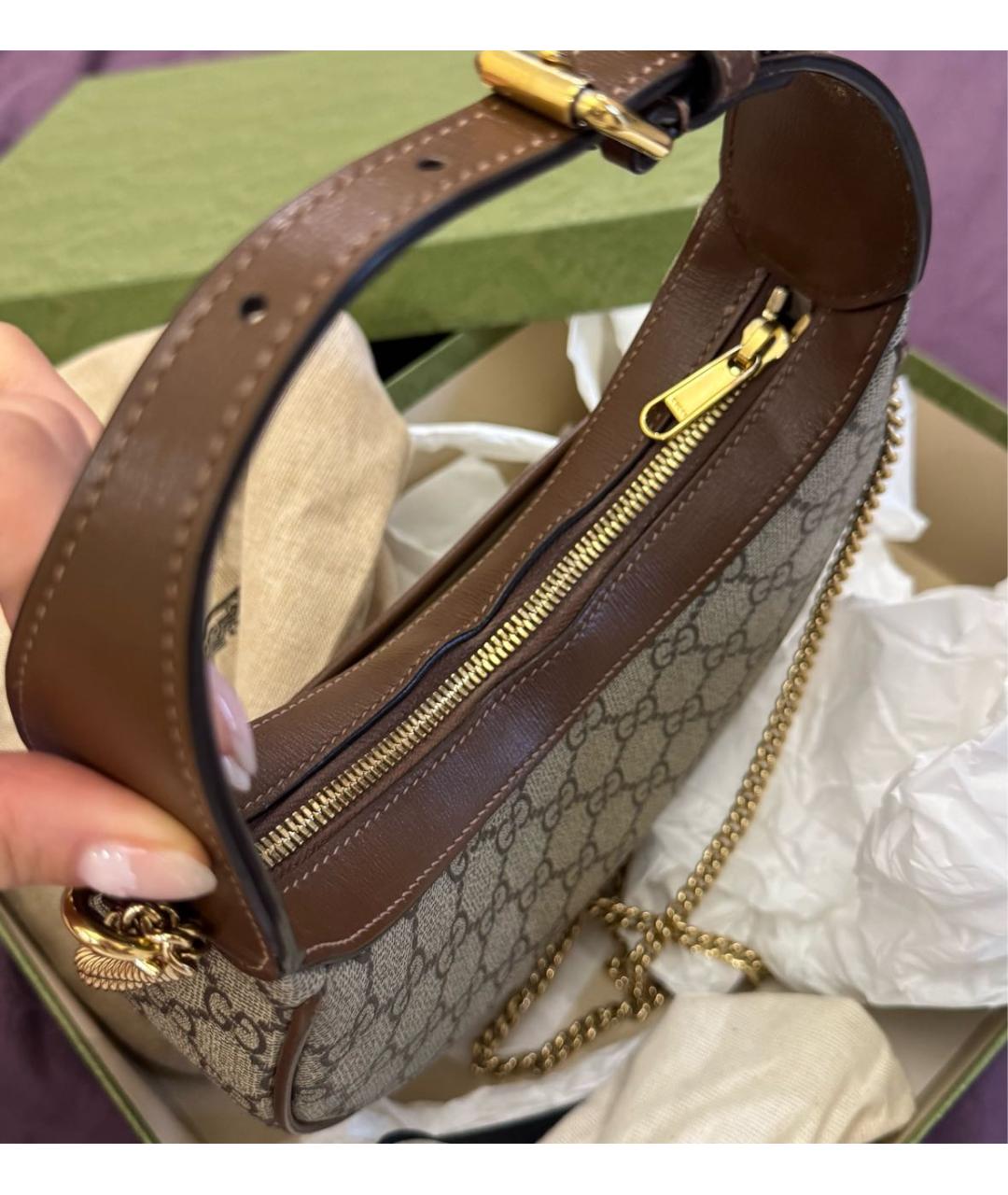 GUCCI Коричневая тканевая сумка через плечо, фото 8