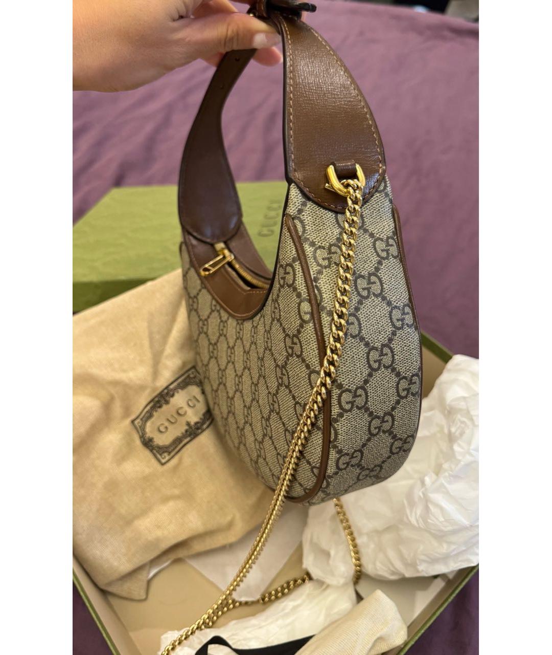 GUCCI Коричневая тканевая сумка через плечо, фото 4