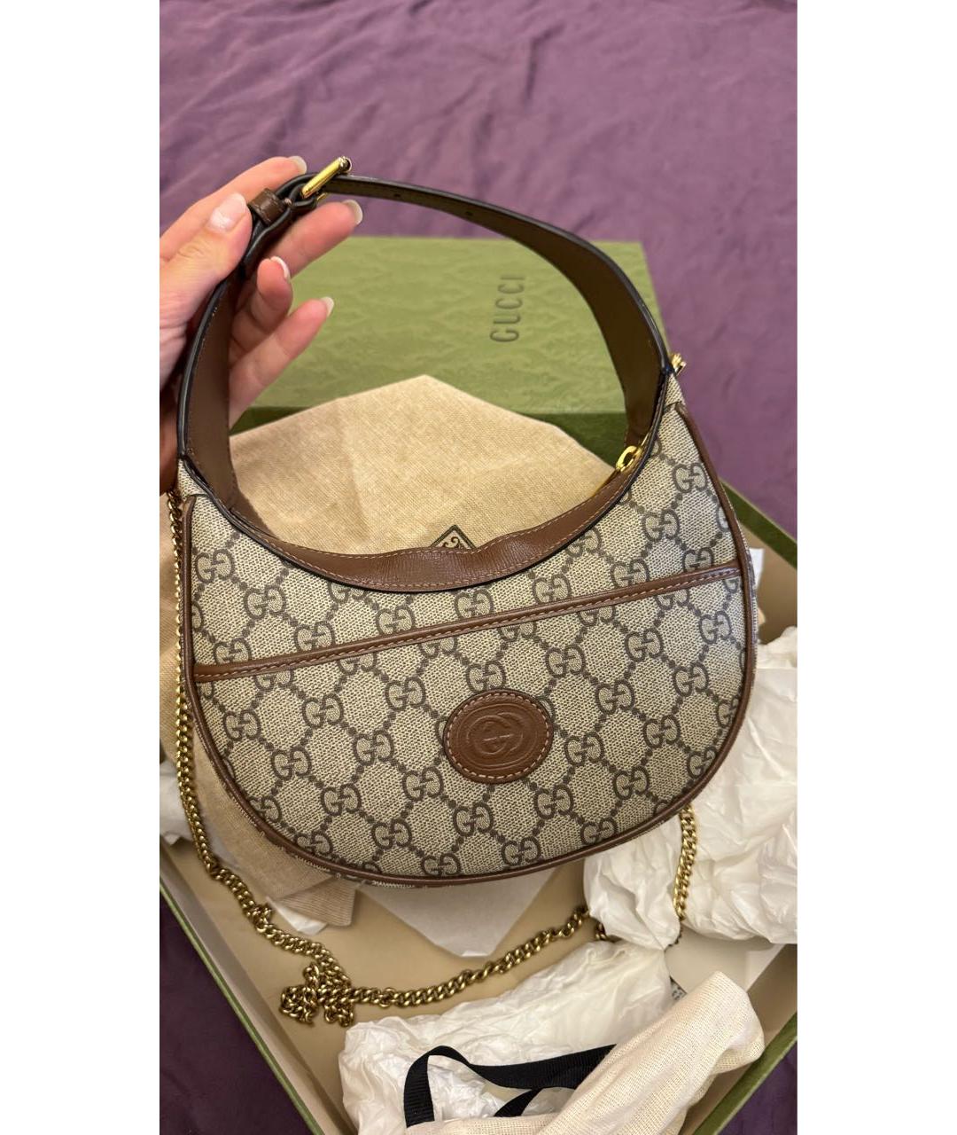 GUCCI Коричневая тканевая сумка через плечо, фото 3
