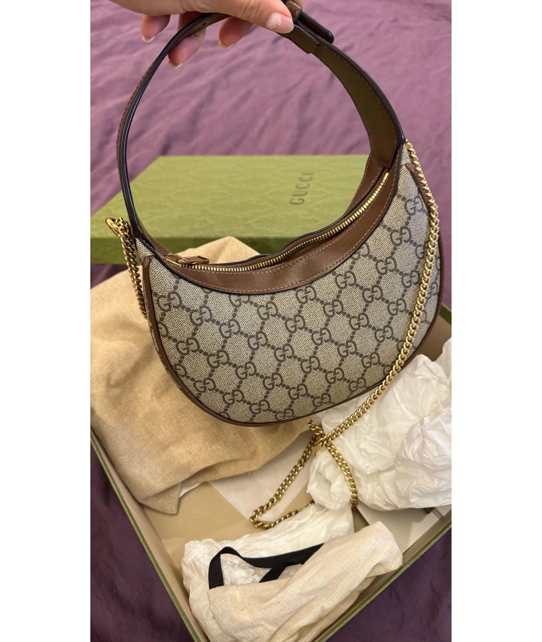 GUCCI Коричневая тканевая сумка через плечо, фото 5