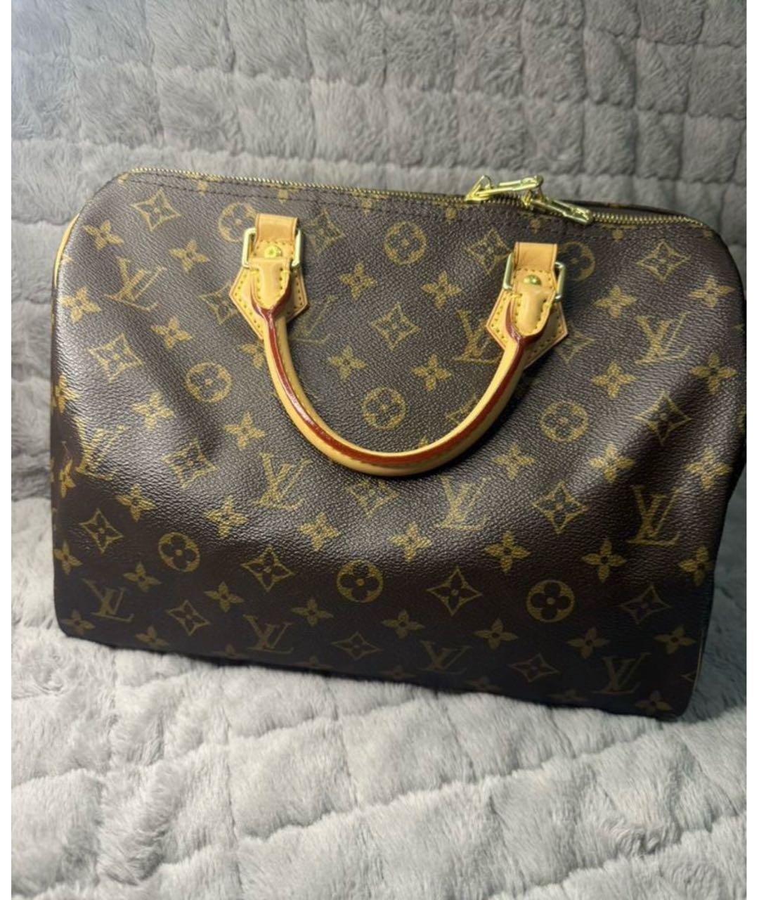 LOUIS VUITTON Коричневая кожаная сумка с короткими ручками, фото 7