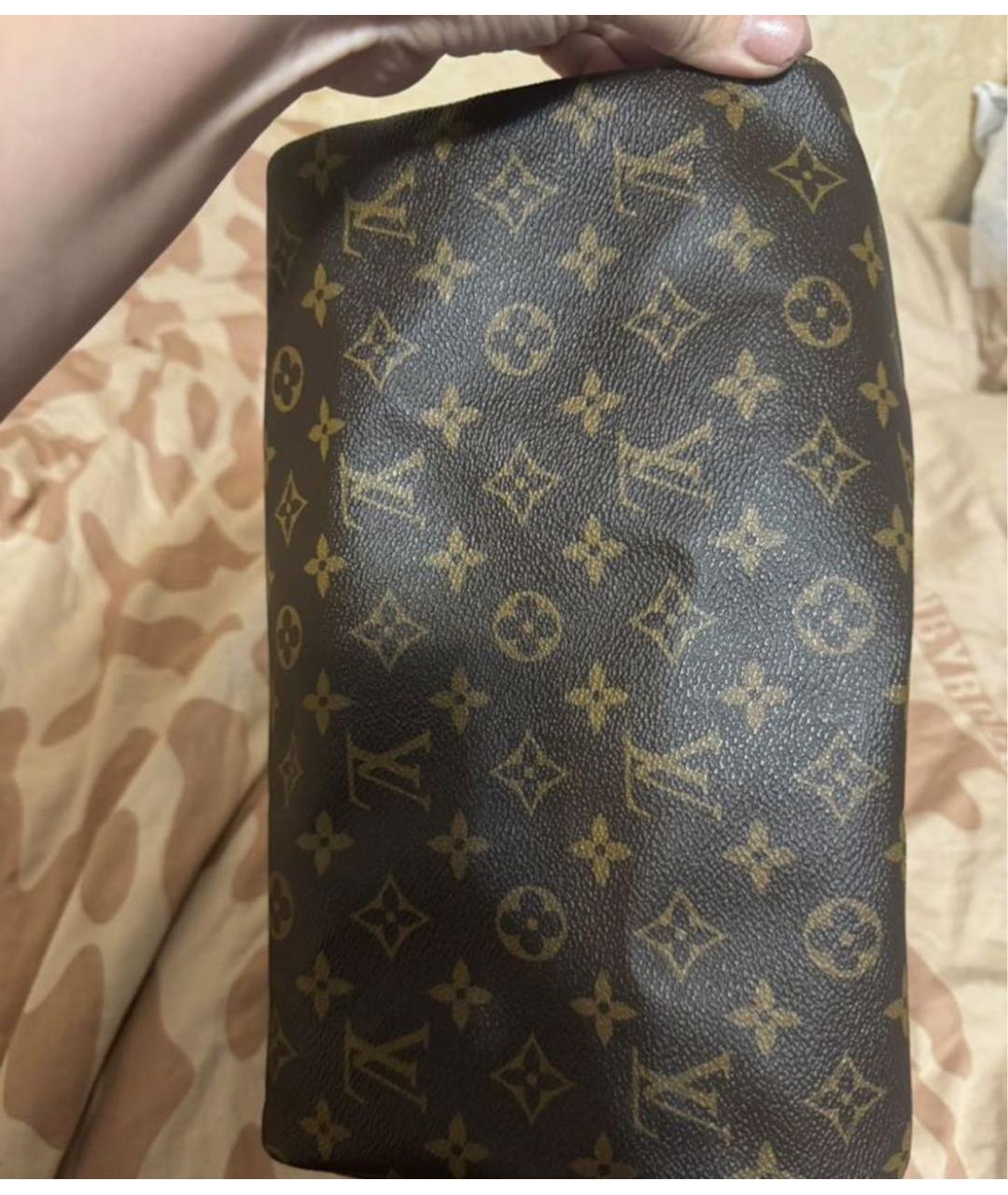 LOUIS VUITTON Коричневая кожаная сумка с короткими ручками, фото 4