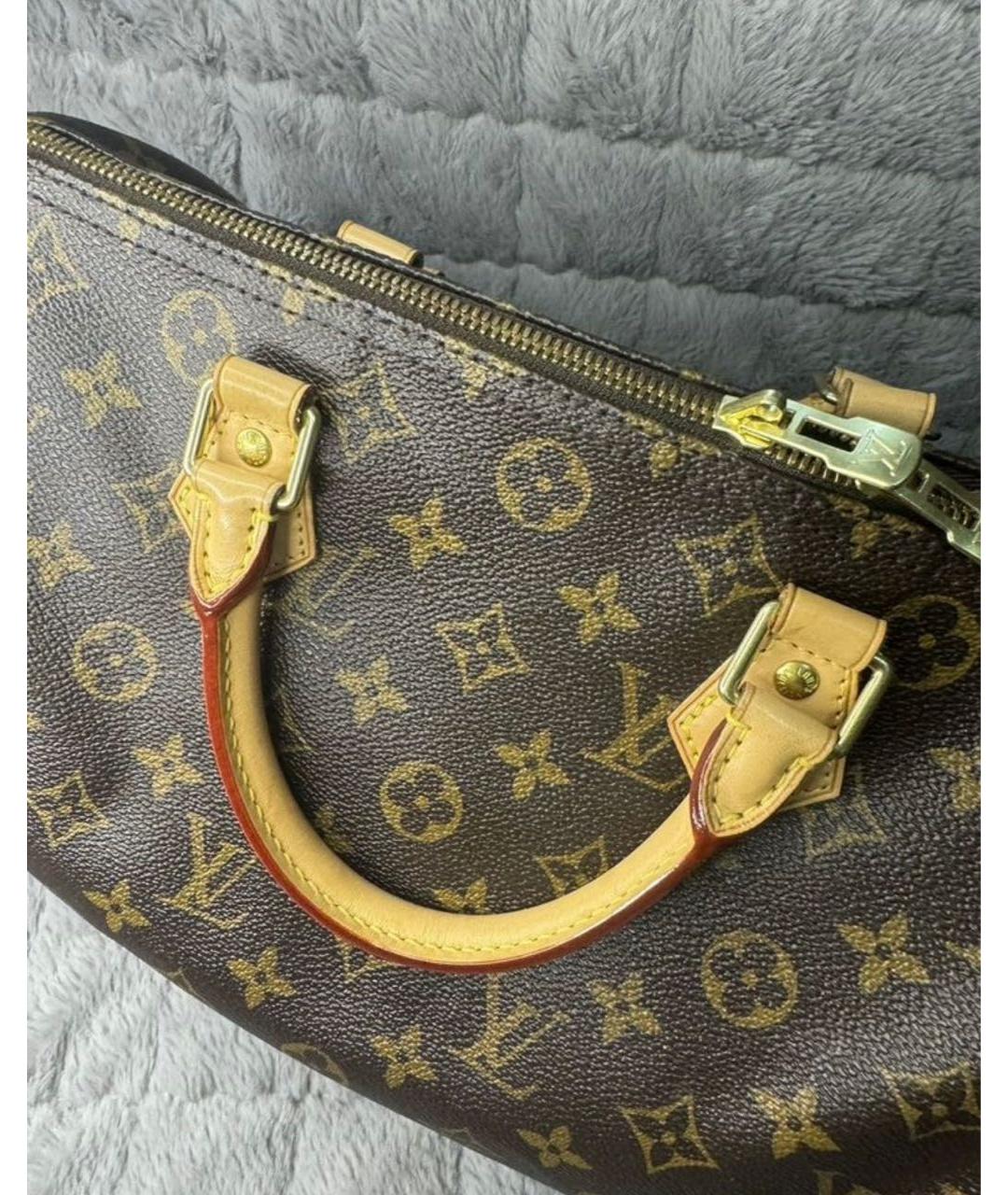 LOUIS VUITTON Коричневая кожаная сумка с короткими ручками, фото 3