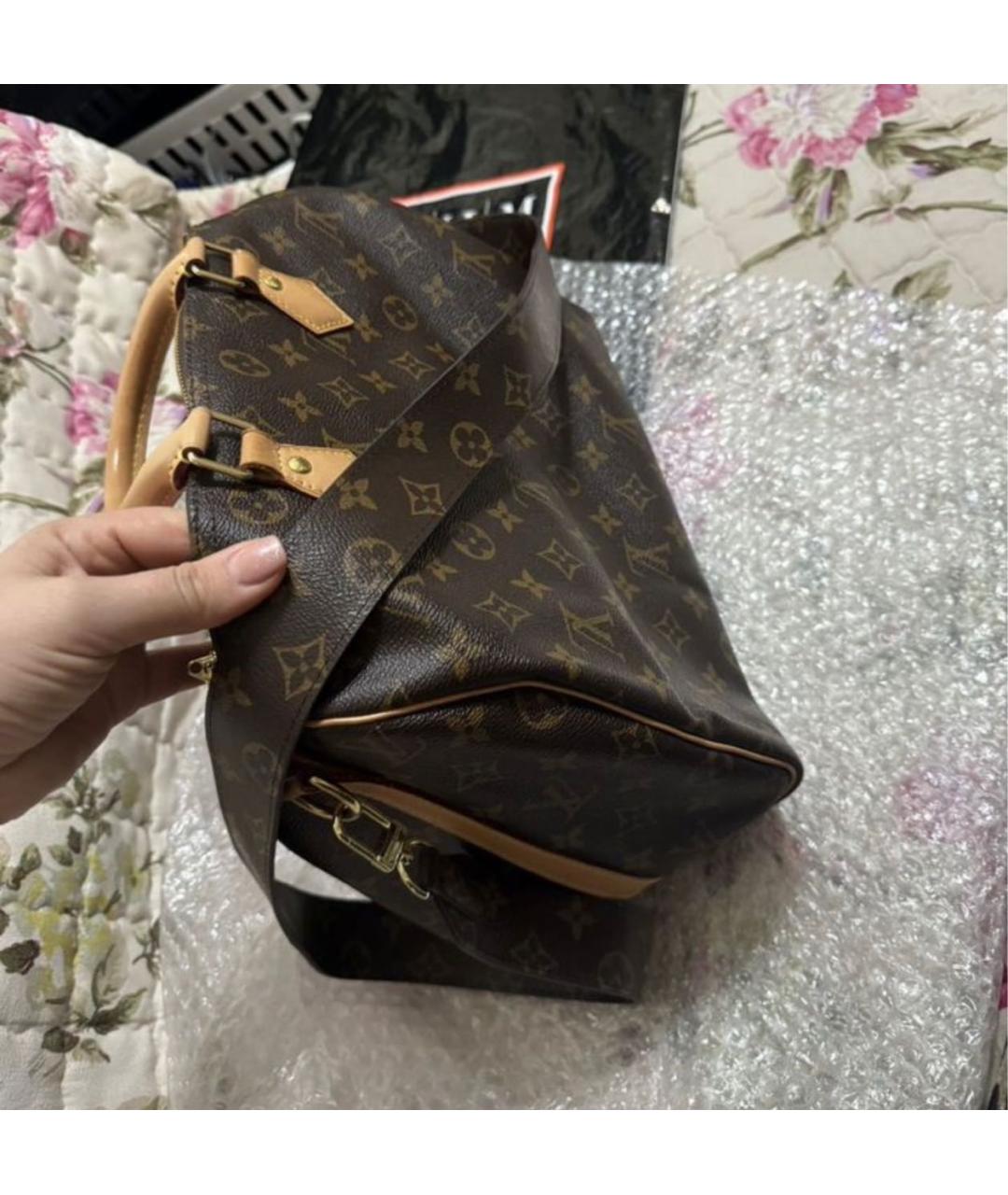 LOUIS VUITTON Коричневая кожаная сумка с короткими ручками, фото 2