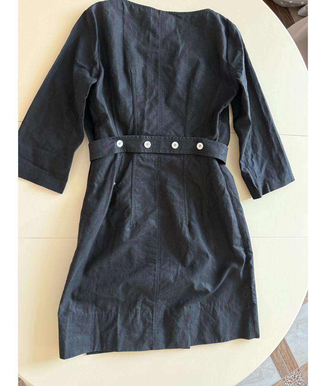 CELINE Черное льняное повседневное платье, фото 2
