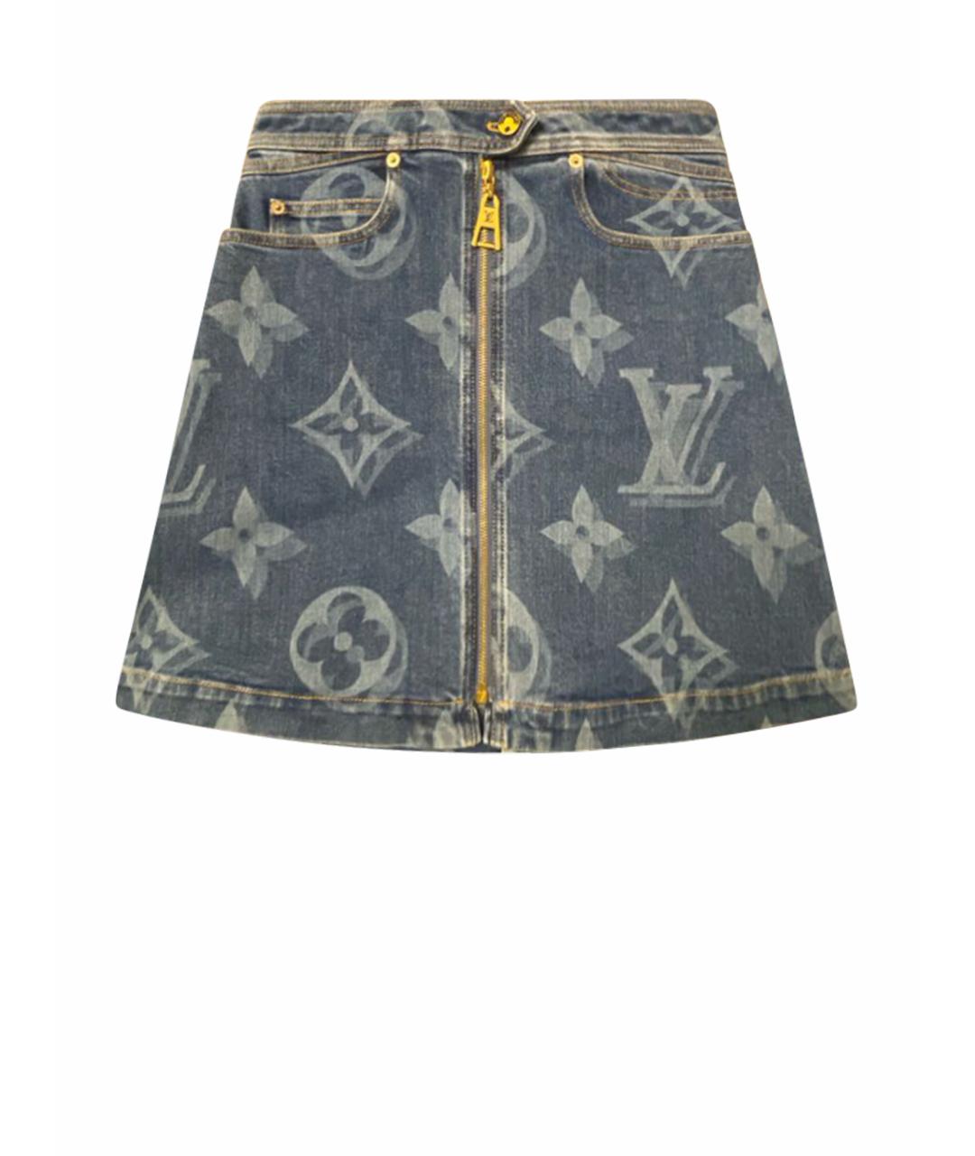 LOUIS VUITTON Синяя деним юбка мини, фото 1