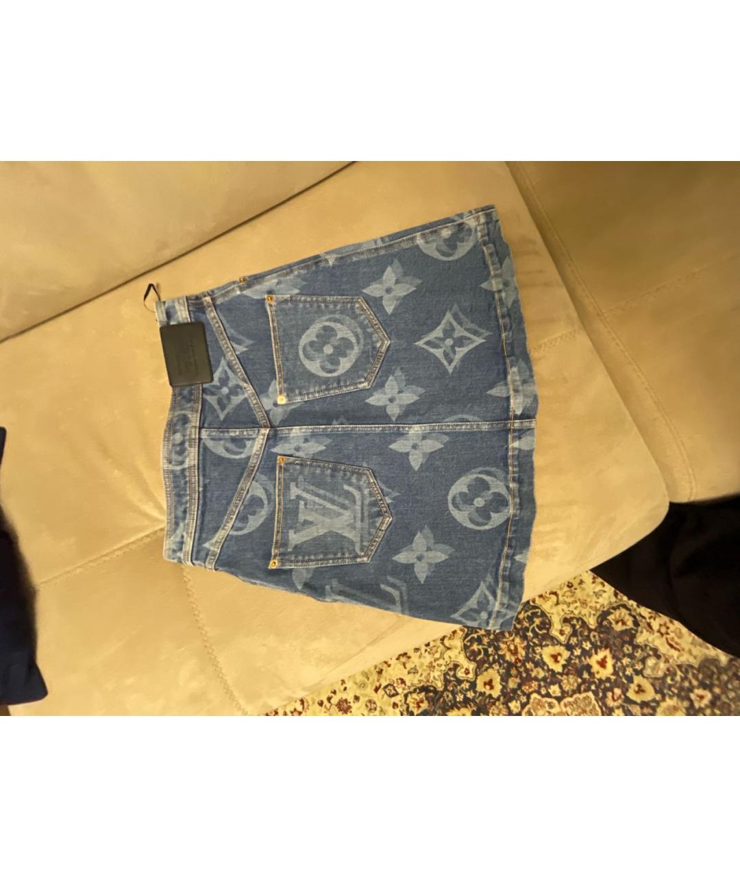 LOUIS VUITTON Синяя деним юбка мини, фото 2