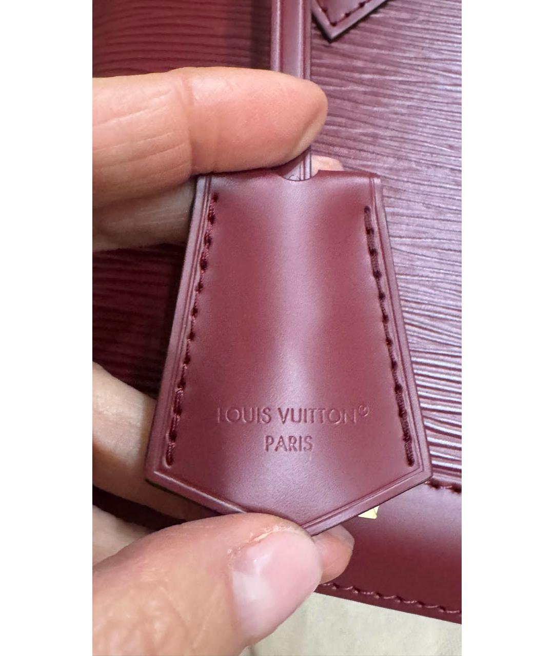LOUIS VUITTON Бордовая кожаная сумка с короткими ручками, фото 5
