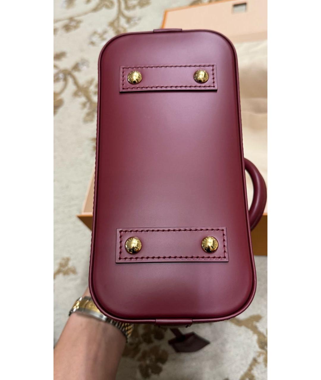LOUIS VUITTON Бордовая кожаная сумка с короткими ручками, фото 2