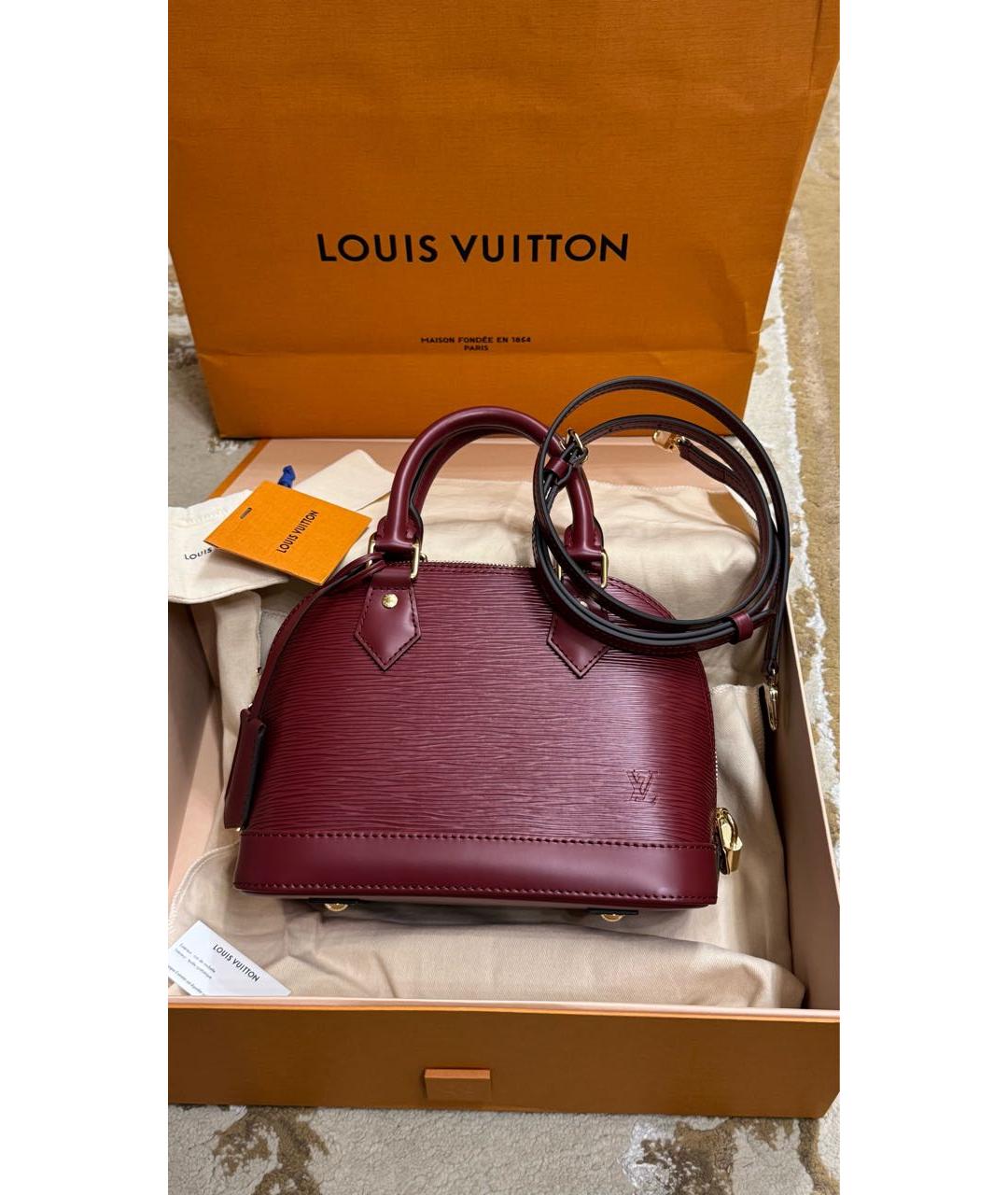 LOUIS VUITTON Бордовая кожаная сумка с короткими ручками, фото 7