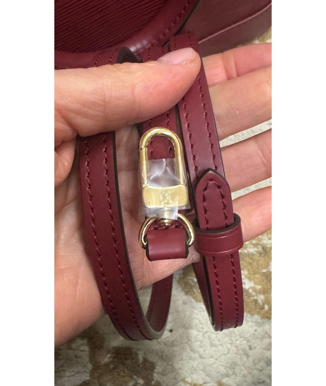 LOUIS VUITTON Бордовая кожаная сумка с короткими ручками, фото 6