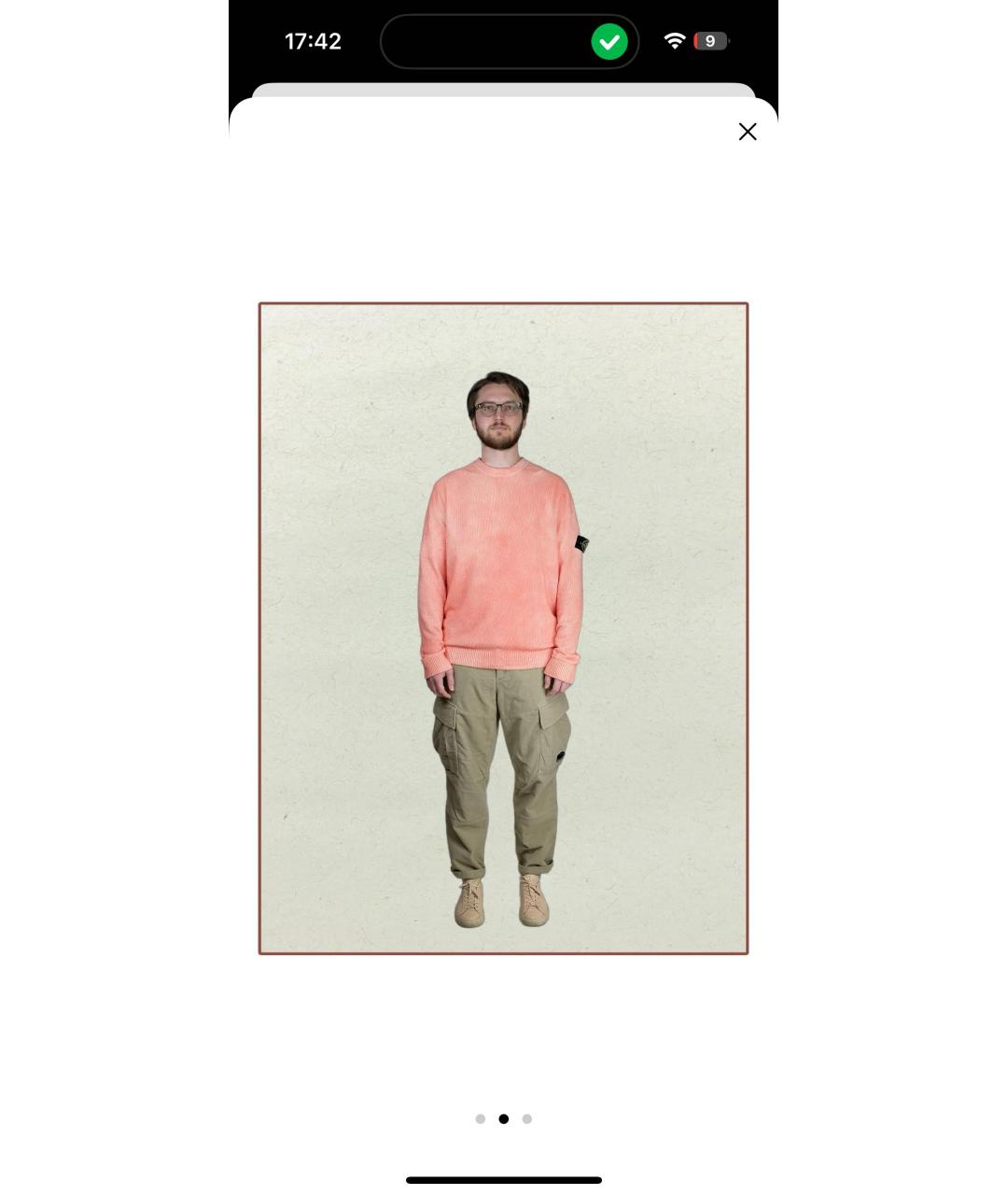 STONE ISLAND Коралловый хлопковый джемпер / свитер, фото 3