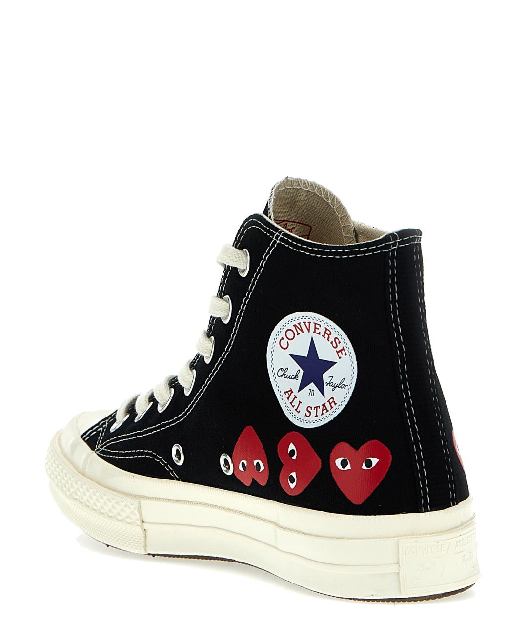 COMME DES GARÇONS PLAY Черные текстильные низкие кроссовки / кеды, фото 3