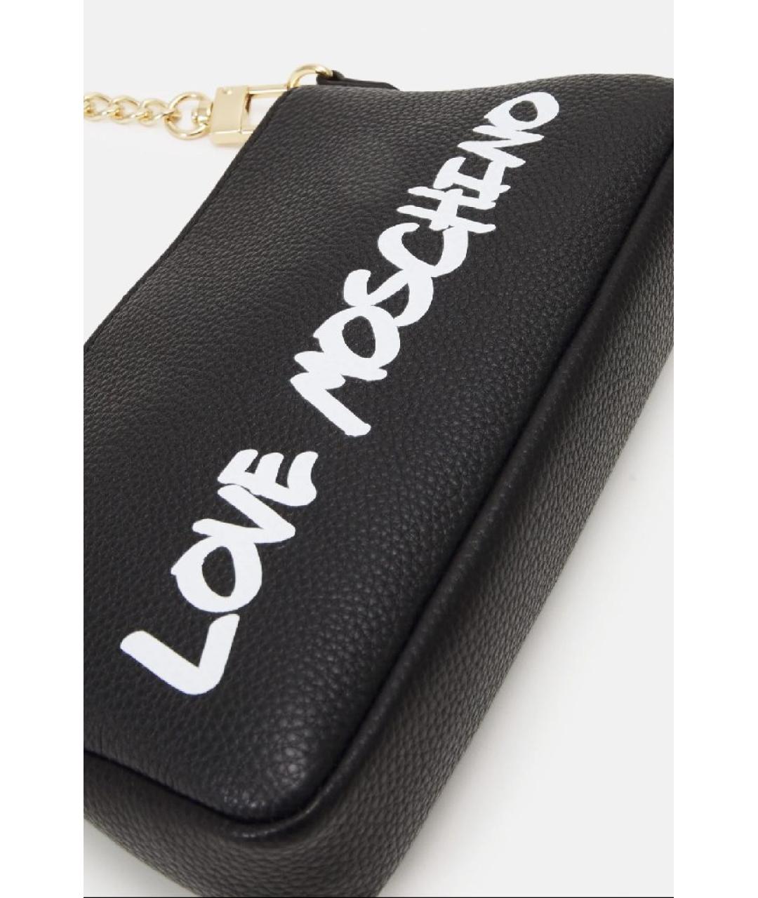LOVE MOSCHINO Черная кожаная сумка через плечо, фото 2