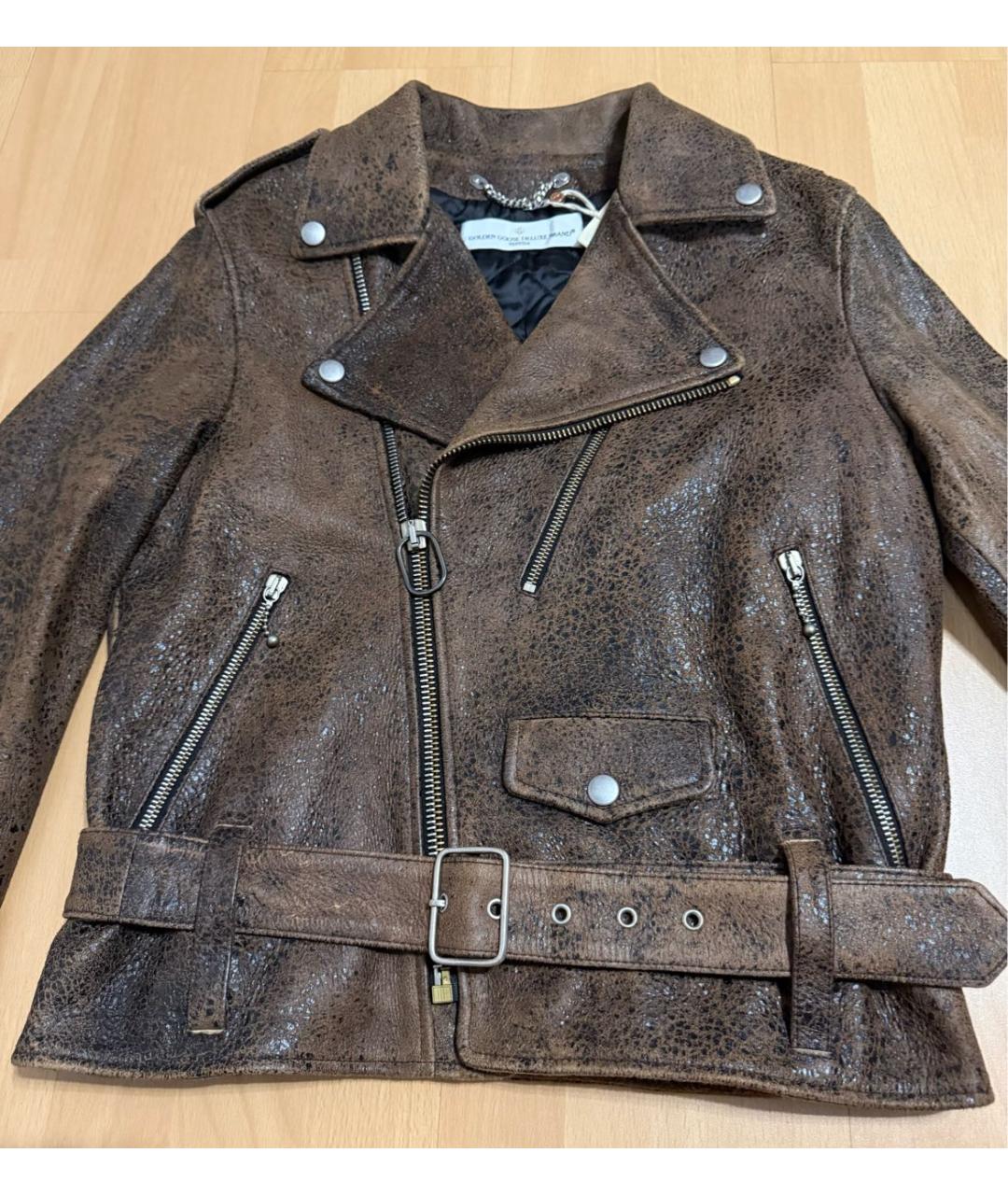 GOLDEN GOOSE DELUXE BRAND Коричневая кожаная куртка, фото 4