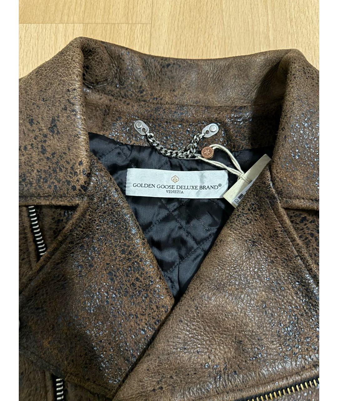 GOLDEN GOOSE DELUXE BRAND Коричневая кожаная куртка, фото 3